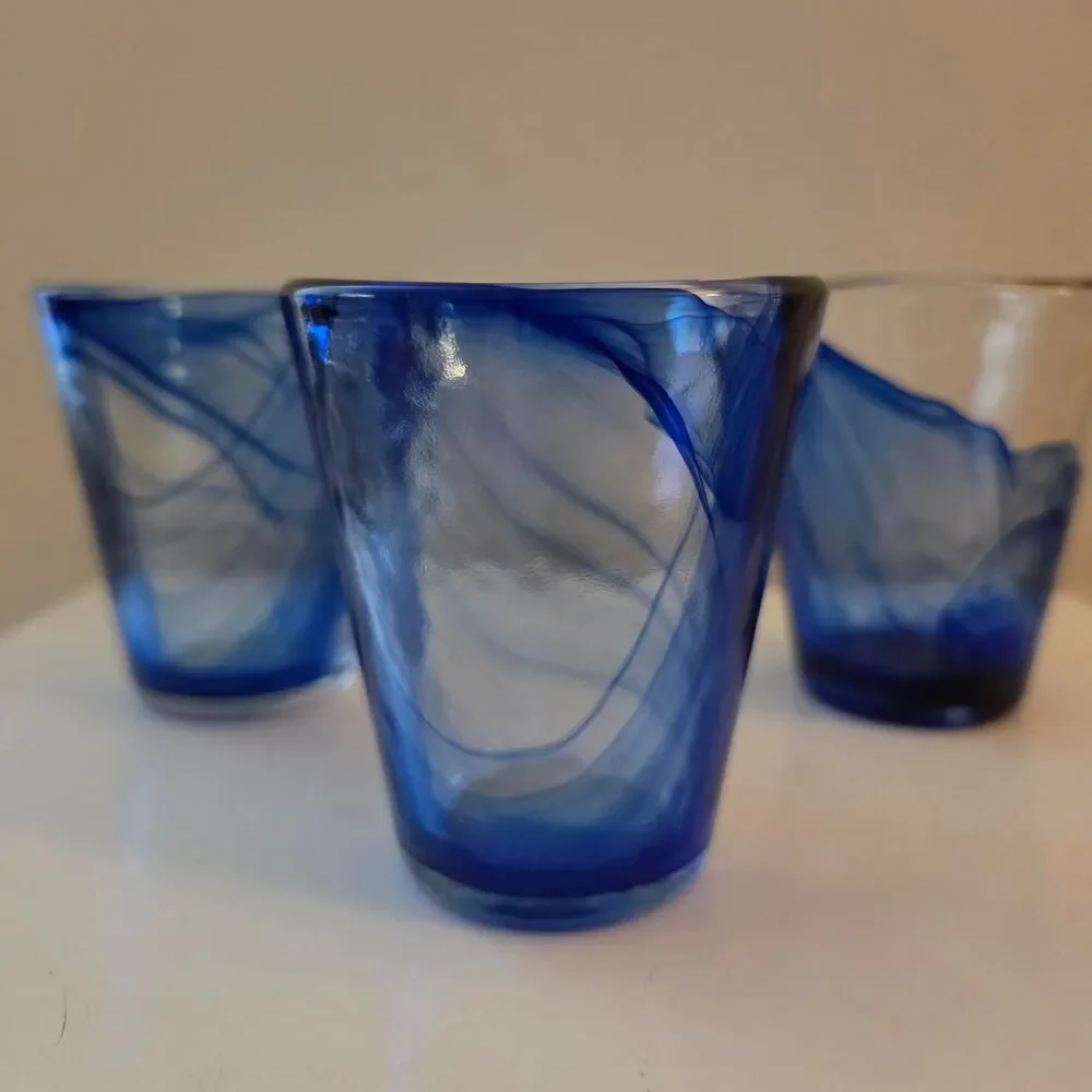 Bormrioli-rocco Murano Cobalt Blue Swirl Glass Italian